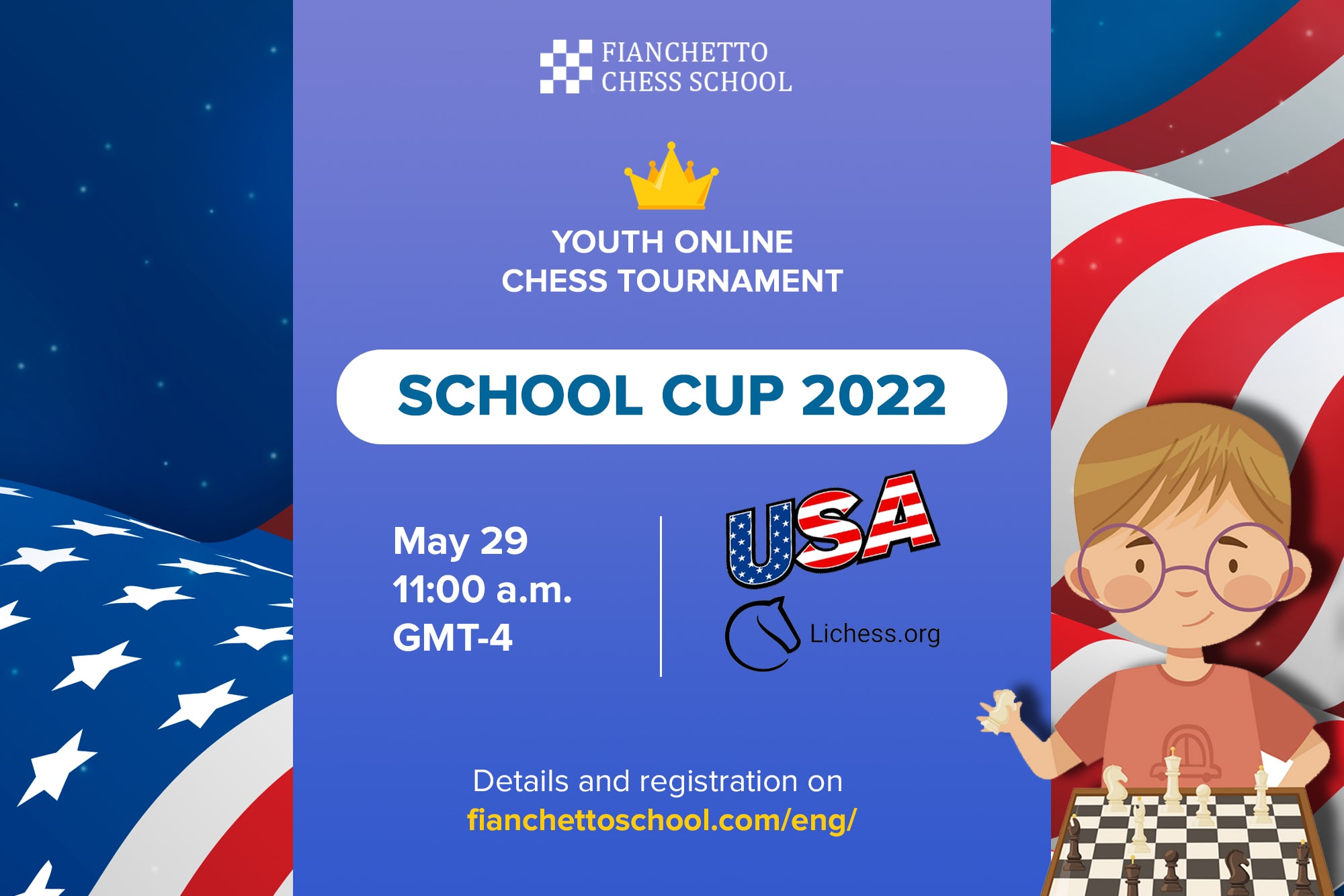 FIANCHETTO SCHOOL CHESS CUP 2022 USA - ONLINE YOUTH TOURNAMENT